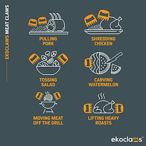 Jolly Green Products Ekoclaws Meat Claws, Professional Meat Shredder Claws for Shredding Meat, BBQ Accessories to Shred, Bear Claws for Shredding Meat, Pull, Lift & Carve Food