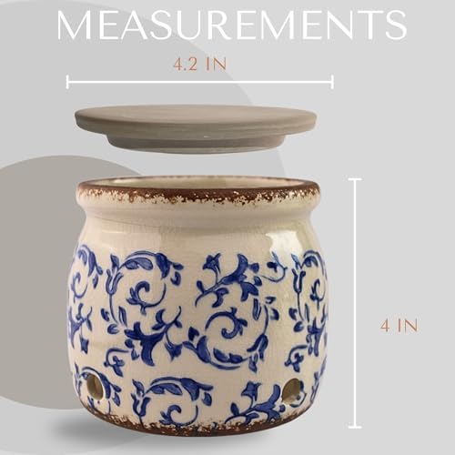 Okavango Garlic Keeper - Terracotta Garlic Container - Garlic Storage - Garlic Holder Countertop - Garlic Holder Ceramic - Jar - Saver -Bowl - Cellar (Ivory, 16oz)