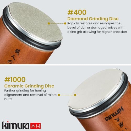 Kimura Professional Rolling Knife Sharpener, Knife Sharpening with Diamond & Ceramic Plates, 15° & 20° Magnetic Angle Guides, Ideal for Honing and Sharpening of all Chef Knives, Japanese Gift Box
