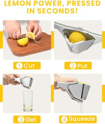Premium Stainless Steel Lemon Squeezer – Heavy-Duty Manual Citrus Juicer with Seed Filter, Dishwasher-Safe, Ergonomic Grip, Ideal for Lemons, Limes, Oranges, and Grapefruits