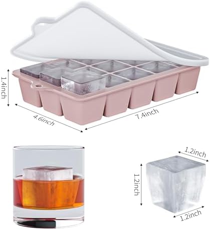 Silicone Ice Cube Tray 3 Pack - EASY RELEASE ice cube tray with lid, BPA Free Ice Cubes Trays for Freezer,ice cube mold for Cocktail,Whiskey (Blue+Pink+Green)