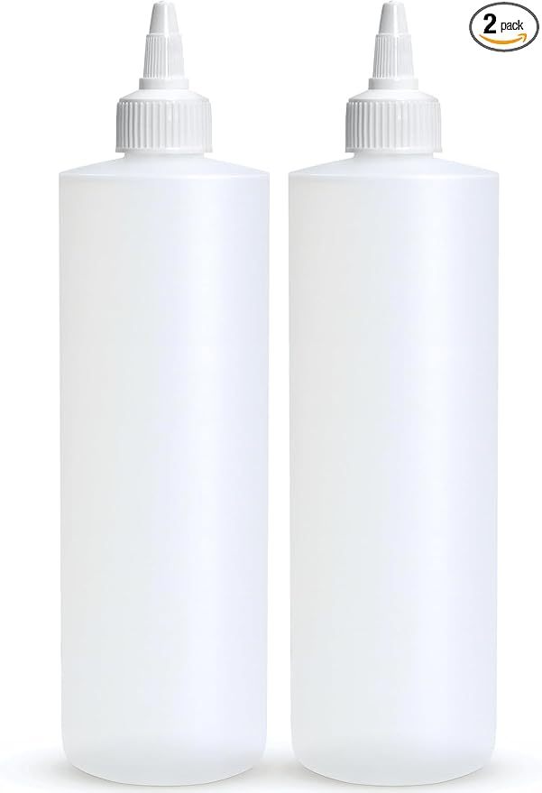 BRIGHTFROM Condiment Squeeze Bottles, 16 OZ Empty Squirt Bottle with Twist Top Cap, Leak Proof - Great for Ketchup, Mustard, Syrup, Sauces, Dressing, Oil, Arts and Crafts, BPA FREE Plastic - 2 PACK