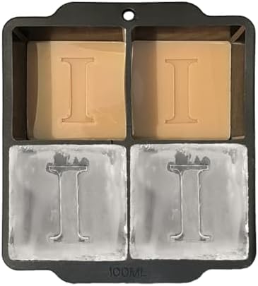 Monogrammed Ice Cubes Mold with Lid, 2 inch Whiskey Ice Cube Tray, Personalized Initials Silicone Cocktail Ice Cube Mold, Wedding Monogram, Thank You Gift, Gifts for Dad (Letter I)