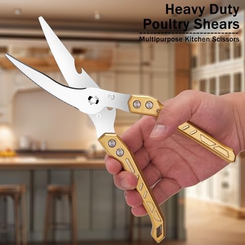 Heavy Duty Kitchen Poultry Shears Professional Food Scissors Gold