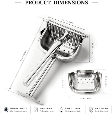 Manual Citrus Juicer – Elite 304 Stainless Steel Lemon Squeezer Heavy Duty Hand Press Juicer with Built-in Filter, Orange Juicer for Lemon, Lime, Orange, Grapefruit