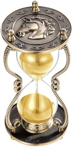 CNCJ Metal Hourglass Timer 30 Minute:Vintage Brass Black Sand Clock,Large Sand Watch 30 Min,Antique Rotating Reloj De Arena,Unity Hourglass Sandglass for Gifts,Home,Desk,Office Decor