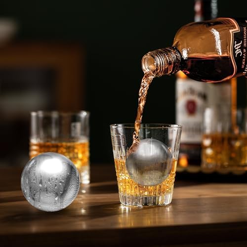 Whiskey Ice Cubes Set - 8 Reusable Ice Cubes and 2 Ice 55mm Ball