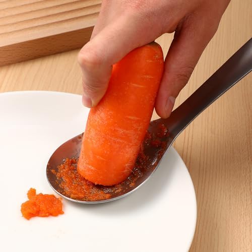2 Pack Stainless Steel Ginger Grater Garlic Crusher Spoon Shape Kitchen Tool for Garlic Grinding, Ginger Paste, and Food Preparation