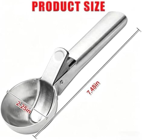 Ice Cream Scoop,Portable Stainless Steel Ice Cream Scoop with Trigger and Comfortable Handle,Dishwasher Safe,DIY Ice Cream,Gelato,Sorbet,Cake Batter (3p-silver)