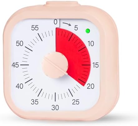 Visual Timer for Kids 60 Minute Countdown Timer Silent Operation for Classroom Study Office Kitchen Kids Timer Teaching (Pink)