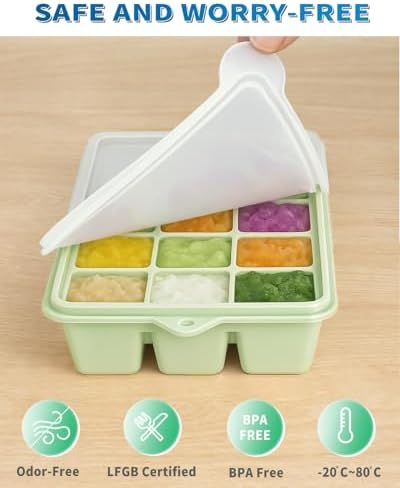 Ice Cube Tray with Lid and Bin, Silicone Ice Trays for Freezer