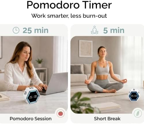 KADAMS Pomodoro Timer Cube, Visual Timer for Kids, Productivity Desk Timer