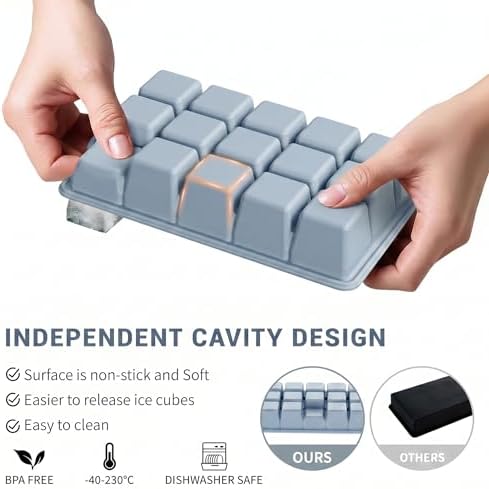 Silicone Ice Cube Tray 3 Pack, HANCELANT Ice Cube Mold, Ice Trays for Freezer with Lid for Whiskey, Cocktail, Drinks and Food, Freezer, BPA Free, Easy Release