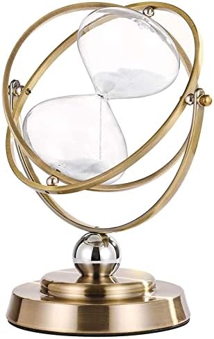 Brass Hourglass 60 Minute Sand Clock Timer:720° Rotating Antique White Sand Watch 60 Min,Antiguo Reloj De Arena 1 Hora,Large Metal One Hour Glass Sandglass for Office Desk Home Wedding Gift Decorative