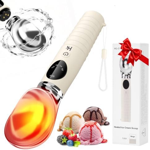 Heated Ice Cream Scoop with Removable Head, 2500mAh Electric Ice Cream Scooper with 4-Temp Settings, LED Display & IPX6 Waterproof, Perfect for Hard Ice Cream and Frozen Yogurt