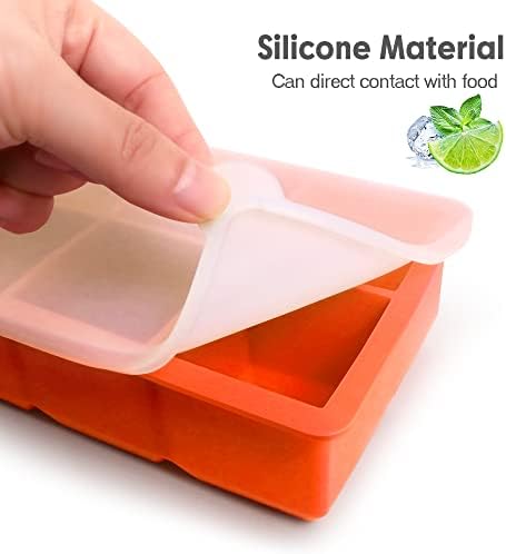 Excnorm Silicone Ice Cube Trays, 2‑Pack Large Square Molds with Lid