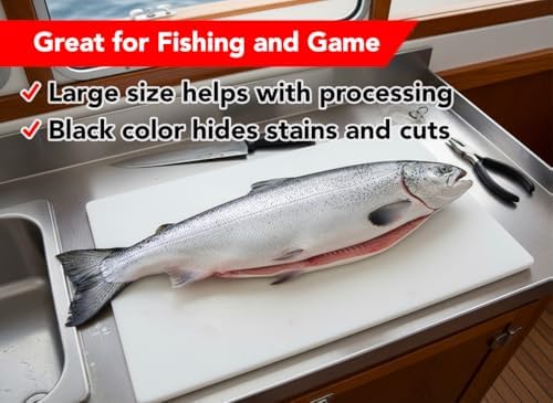 Big 30 x 18 Plastic Cutting Board - 3/4 Inch Thick for Meat, Game and Fish - Commercial Grade HDPP Poly with NSF Stamp, Weighs 13 Pounds, White