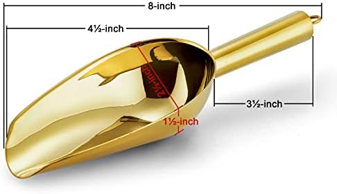 E-far 6 Ounce Ice Scoop Set of 2, Gold Stainless Steel Small Food Scooper