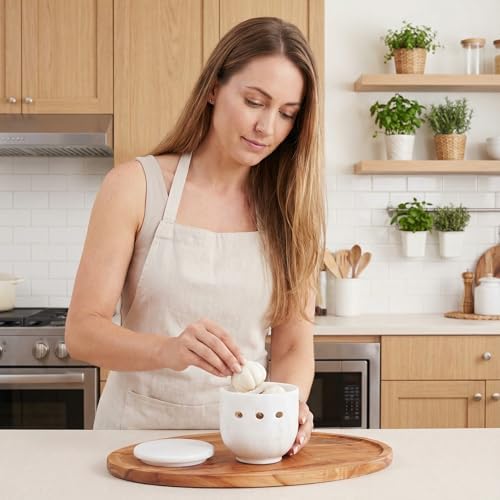 Marble Garlic Keeper, Natural Stone Storage Jar