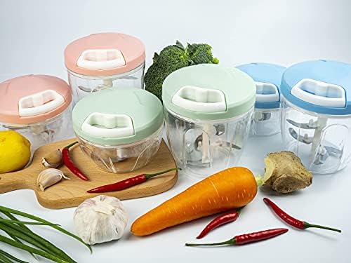 Manual Food Chopper Hand Pull Chopper Veggies Processor for Onions, Peppers, Carrots, Nuts, Kitchen Gadget by KAUKKO (900ml/3.5 Cup)