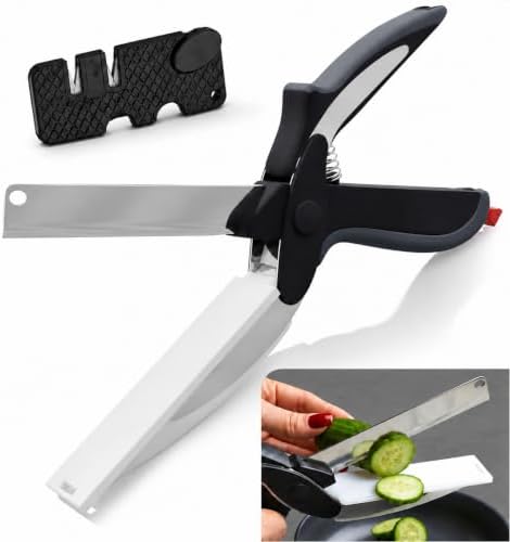 2 in 1 Kitchen Scissors for Food with Knife Sharpener (Grey)