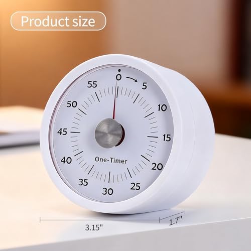 Magnetic Visual Kitchen Timer, 60-Min Flash & Sound Alarm, White