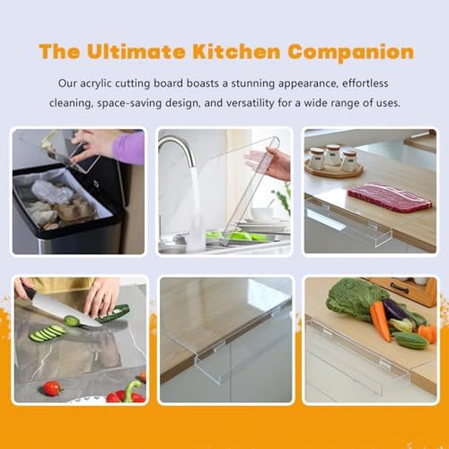 Acrylic Cutting Board with Waste container and Counter Lip,17x13 Inch