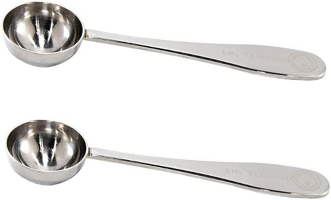 Honey Bear Kitchen 5 ml Teaspoon Measuring Scoop Spoons, Polished Stainless Steel, Set of 2