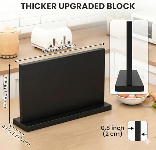THMINS Large Magnetic Knife Holder, Double-Sided Magnetic Knife Block Black