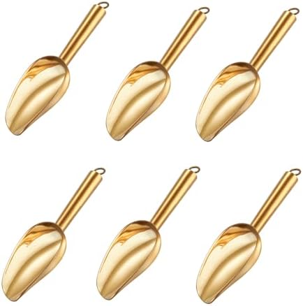 TeamFar Mini Scoop Set of 6, 3 Oz Small Ice Canister Candy Scoops - Gold