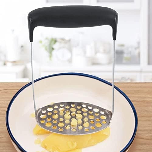 Potato Banana Masher, Stainless Steel Kitchen Masher Multifunctional Hand Mashed Ricer Fruit Vegetable Mashing Tool for Smooth and Mash Cooked Potatoes, Carrots and Fruits