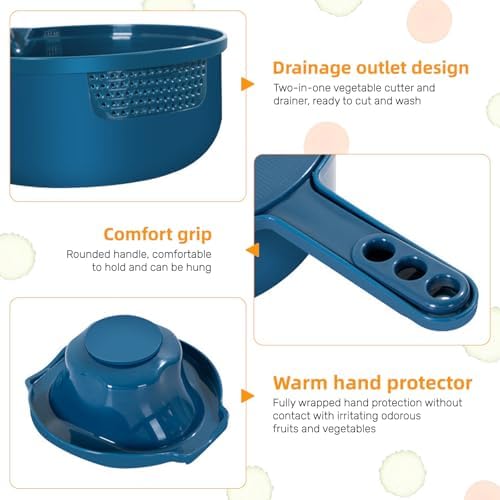 Multifunction mandoline slicer;vegetable chopper;vegetable slicer;food slicer;food chopper;chopper container;onion chopper;mandoline food slicer;vegetable cutter;chopping artifact (blue, 9 in 1)