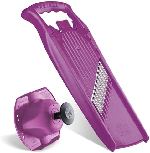 Börner by Reston Lloyd Wave-Waffle Power Line • Crinkle Cut/Spirelli Vegetable Slicer & Food Safety Holder • Slicer for Wave Waffle Cut Style • Multiple Thickness Options • Made in Germany, Purple