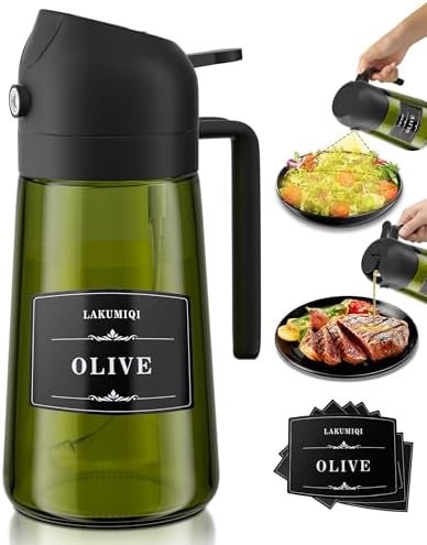 Oliver Oil Sprayer Dispenser for Cooking Bottle 16oz Green Glass Black