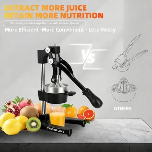 juice.Hand Press Juicer Machine, Manual Orange Juicer and Professional Citrus Juicer for Orange Juice Pom Lime Lemon Juice,Home and Commercial Extractors Squeezer, Easy to Clean,black