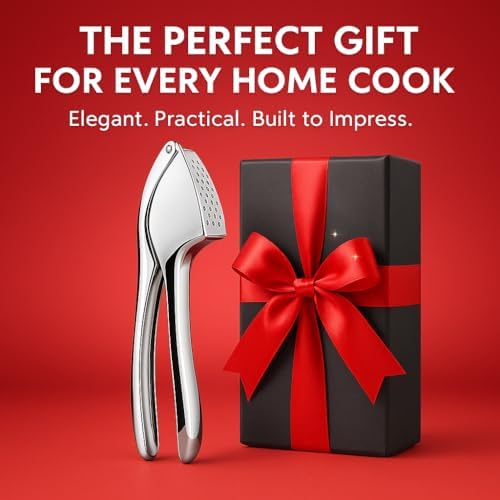Premium Garlic Press - Easy to Clean Heavy Duty Garlic Presser & Mincer - Durable Garlic Crusher - No Peel Needed - Crush Garlic Effortlessly - Dishwasher Safe