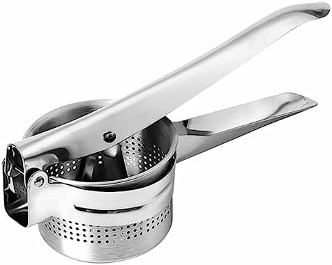 SHOWERORO Manual Stainless Steel Potato Ricer and Masher Kitchen Gadget for Crushing Potatoes Vegetables and Fruits with Comfortable Grip Lightweight and Easy to Use 10.6 Inch