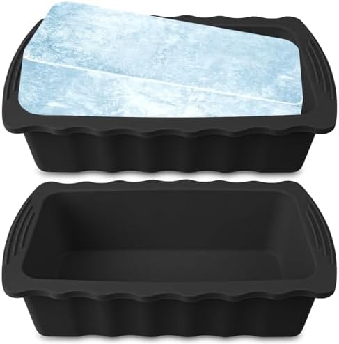 Haldane 2PC Extra Large Ice Block Molds, 6LB Giant Ice Cube Molds for Plunge Lab, Ice Container for Freezer, Thickened and Reinforced Silicone Ice Tray, Cold Plunge Tub Accessories, Black