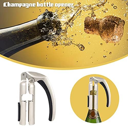 Champagne Bottle Opener,Zinc Alloy Sparkling Wine Cork Puller with Non-Slip Handle and Easy Lever Action Multifunctional Bottle Opener Best Gift for Wine Lovers(COLOR:A)