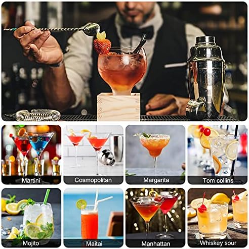 LIVEHITOP Cocktail Shaker Set, Stainless Steel Bartending Kit with 25 oz Martini Shaker, Jigger, Strainer, Mixing Spoon, Muddler, Recipe, Professional Bar Tools Gifts for Him Her