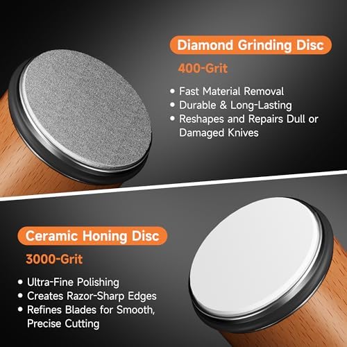 Rolling Knife Sharpener with Diamond & Ceramic Disc, Premium Kit
