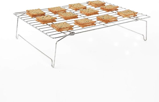 FlagShip Cooling Baking Rack Set of 4, 100% 304 Stainless Steel Wire Baking Rack, Stackable Cooling Cooling Roasting Cooking - 14.4''x10.43''