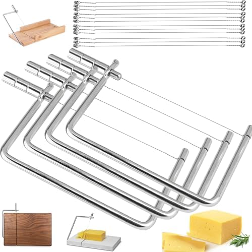 Cheese Slicer Accessories Kitchen Marble Board Cheese Cutter Stainless Steel Components Ideal Making Giftable Cheese Cutting Boards with The Cheese Slicer Kit (4CheesS slicer 12Extra Wires,6inch)