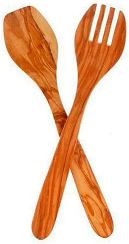 Eddington Italian Olive Wood Salad Server, Handcrafted in Europe, 2-Piece Set, 13-Inches
