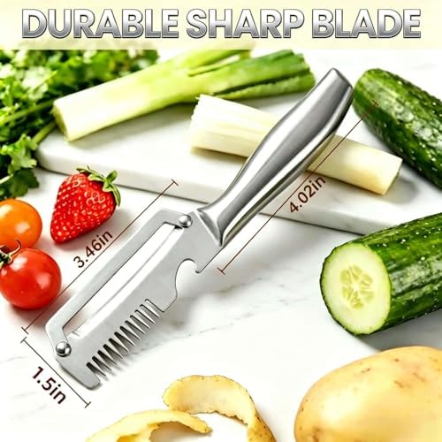 Premium Vegetable Peeler with Wooden Handle and Bottle Opener, Multi-Functional Vegetable Peeler for Fruit Pumpkin Peeling Potato and other vegetables or fruits (B-1pcs)