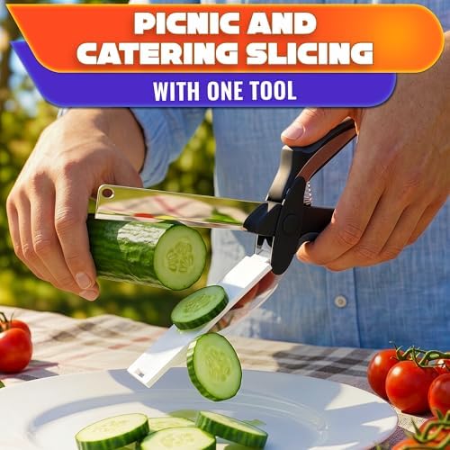 2 in 1 Kitchen Scissors for Food with Knife Sharpener (Grey)