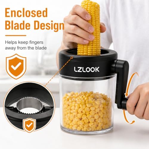 Corn Peeler for Corn on the Cob, Corn Stripper Tool with Rotating Handle