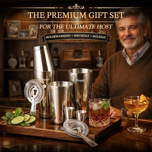 KITESSENSU Boston Cocktail Shaker Set, 8-Piece Stainless Steel Bar Kit