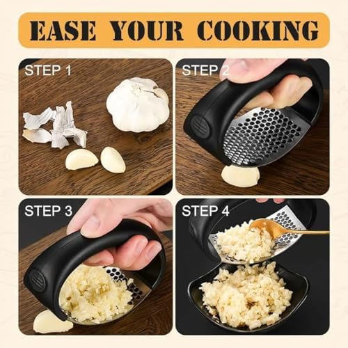 Garlic Crusher & Ginger Crusher Combo, Manual Garlic Press Stainless Steel, Pack of 2 (Multicolor)