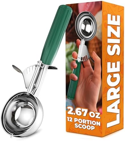 2.67 Oz Ice Cream Scoop with Trigger, #12 Scoop for Portion Control